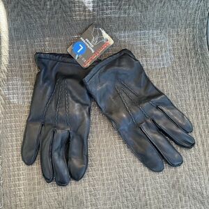 Grandoe Black Leather Men’s Touchscreen Gloves
